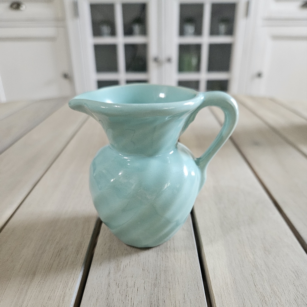 Vintage Mid Aqua-Blue color Cream Pitcher 3" Bud Vase.